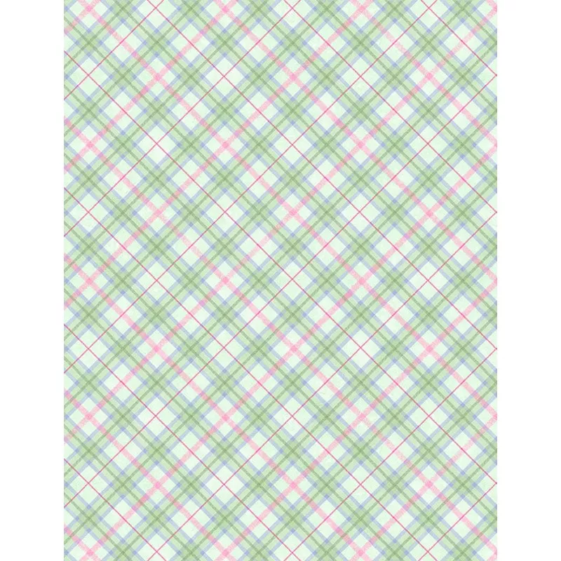 “Floral Flutter Plaid Green” Fabric by the 1/4 Yard