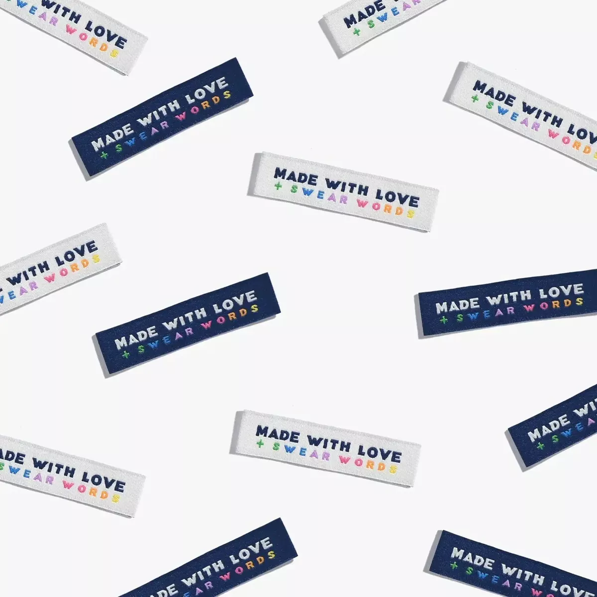 “Made With Love + Swear Words” Woven Labels | Pack of 6 | Kylie And The Machine