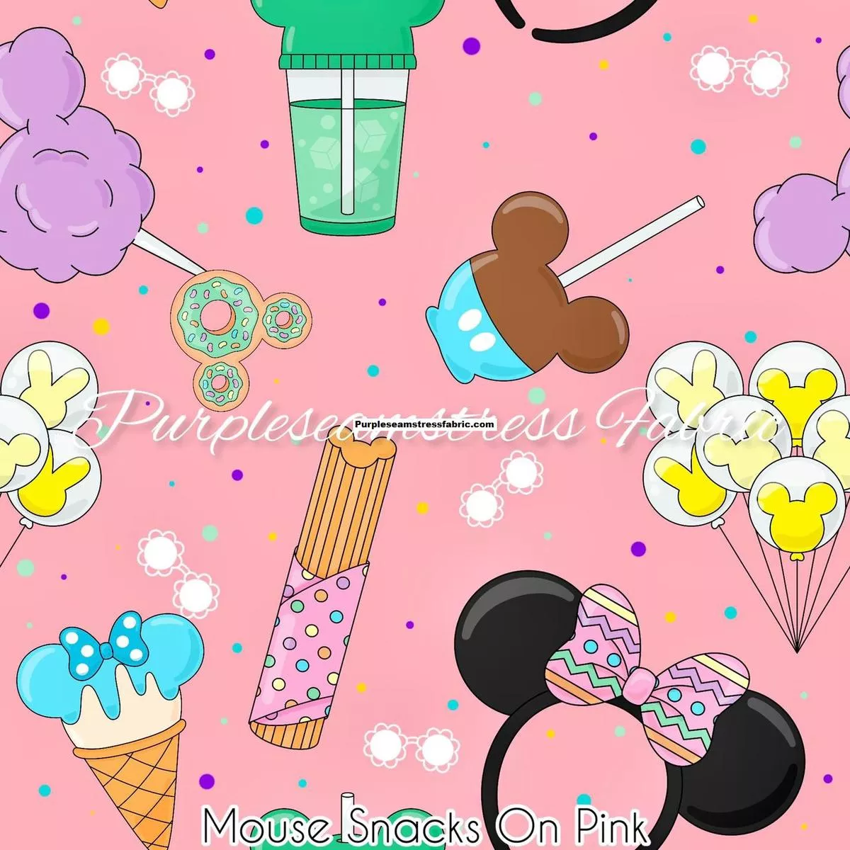 Mouse Snacks On PinkFabric