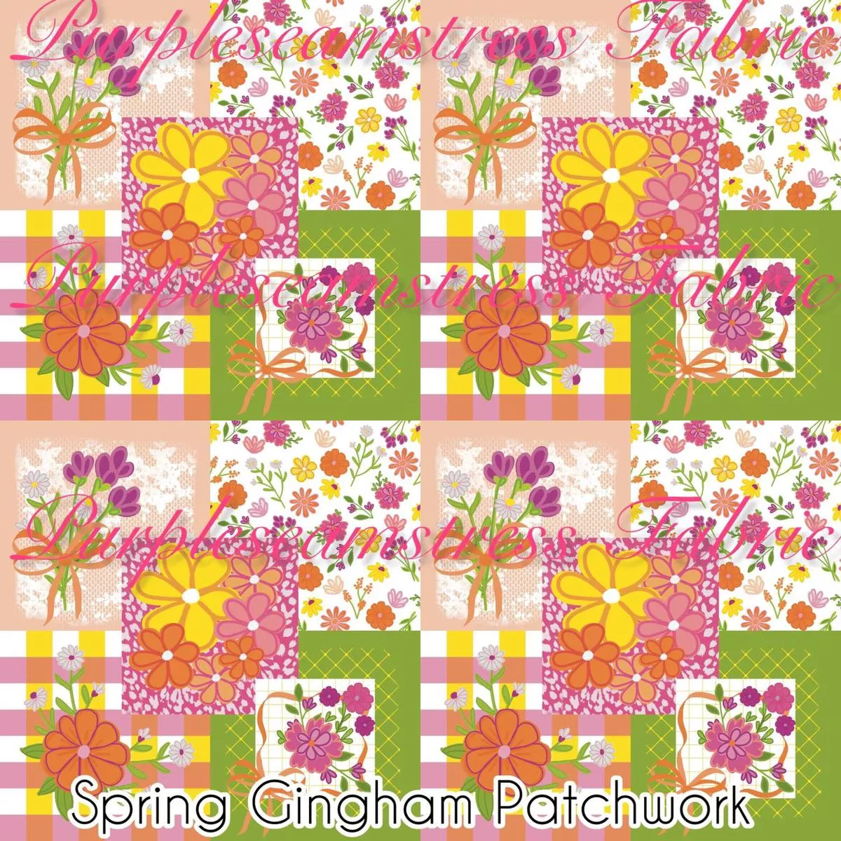 Spring Gingham PatchworkFabric