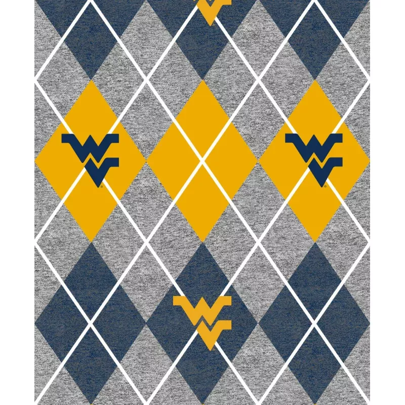 West Virginia Mountaineers NCAA College Heather Argyle Sykel Enterprises Polyester Fleece Fabric WV-1148